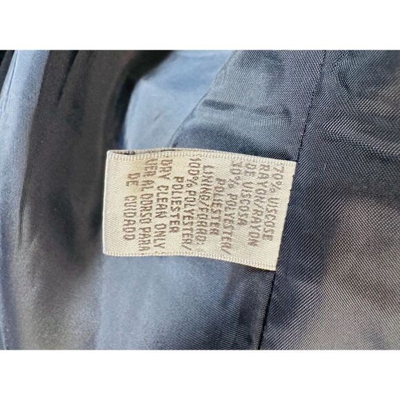 Jacqueline Ferrar Womens Navy Blue Pinstripe 5-Button Blazer Gold Hardware SZ 10 - Picture 5 of 5